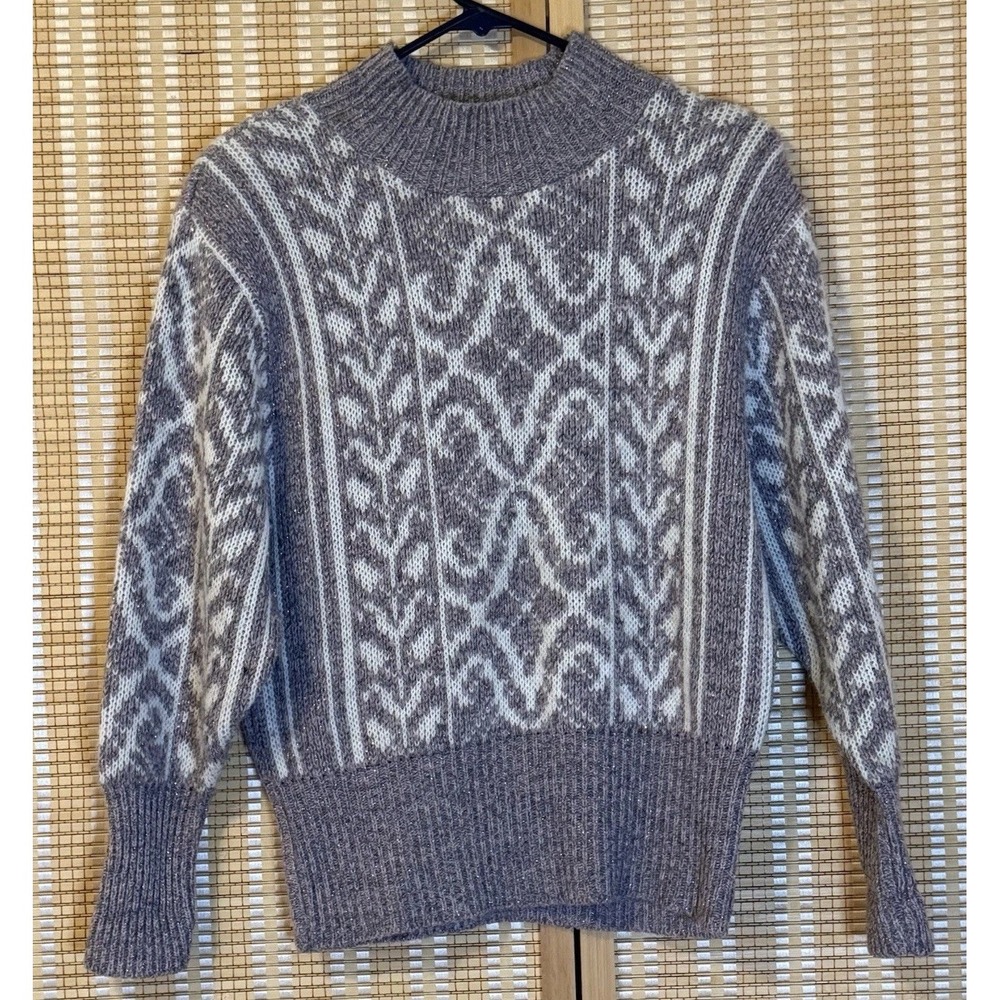 Garland Womens M Sweater Purple Cream Shoulder Pads Office‎ Party PreppyVintage